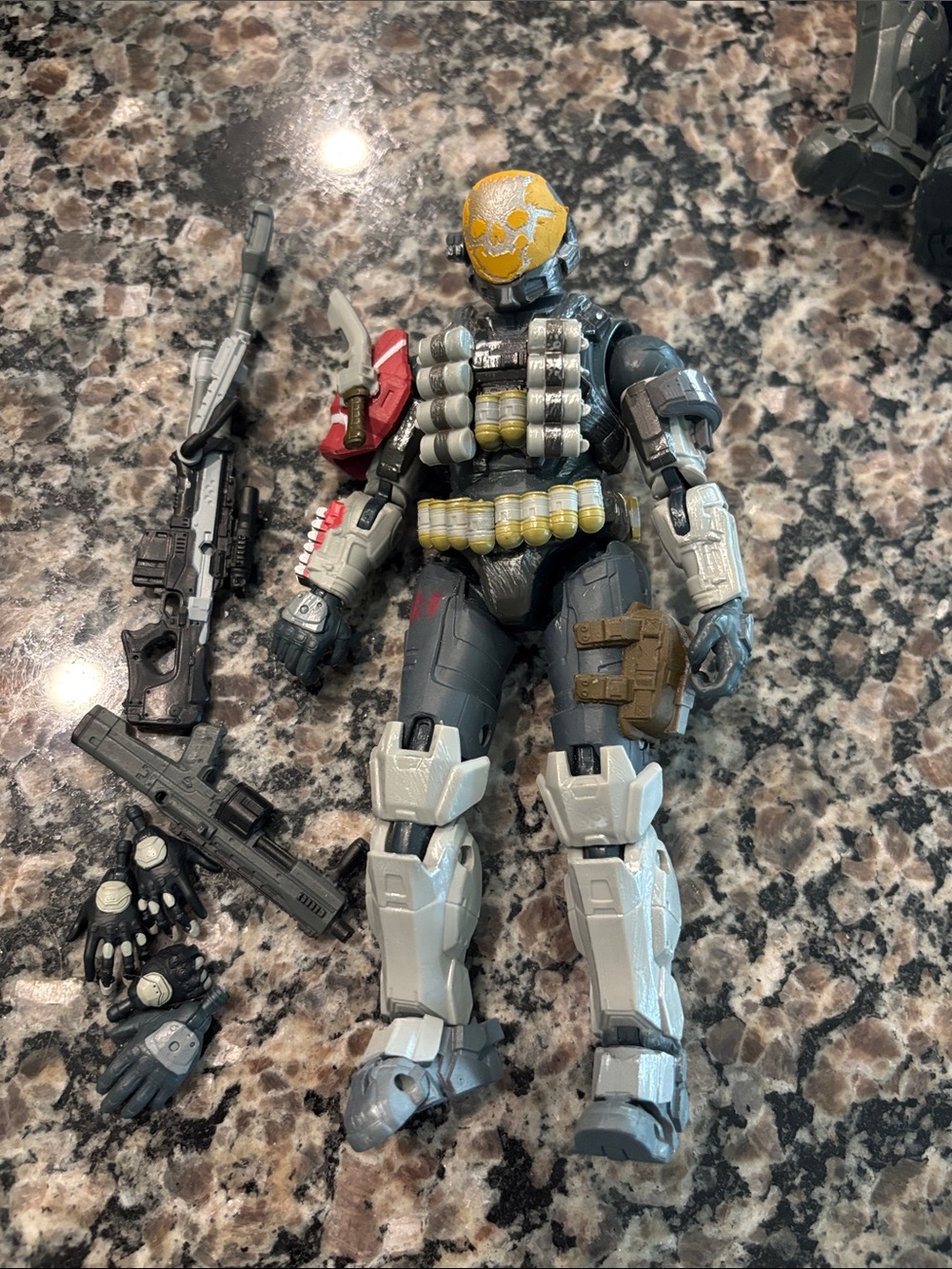 Articulated Combat Action Figure in Dark Gray and Yellow Helmet